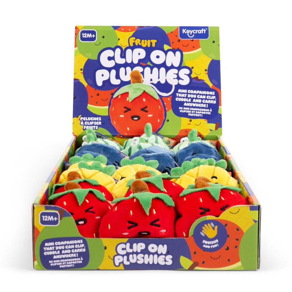 Fruit Clip & Cuddle Plush Keyrings - Keycraft