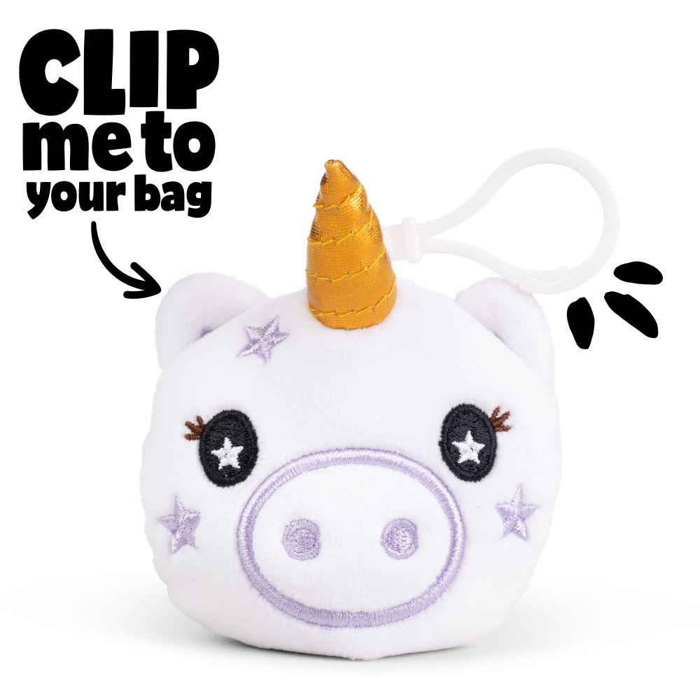 Unicorn Clip & Cuddle Plush Keyrings - Keycraft